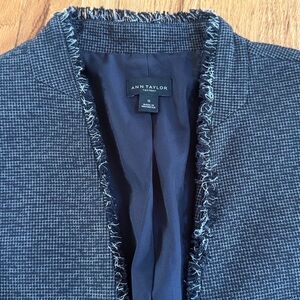 Ann Taylor Navy Textured Lined Blazer, Size 12